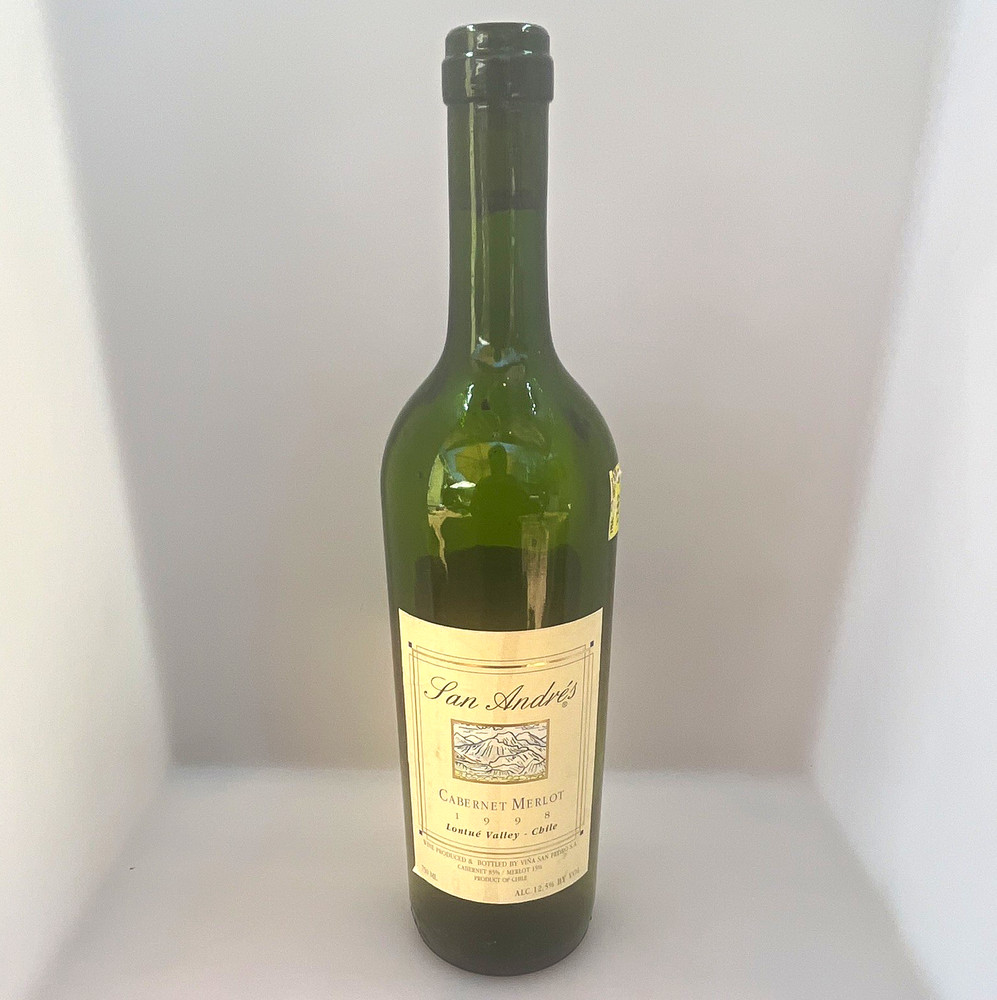 San Andrés Cabernet Merlot Green Wine empty Bottle for coleccionista