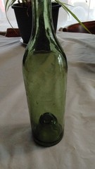 Green Glass Wine Bottle Quart Collectible Decorative Display Piece