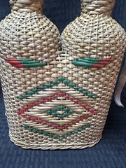 Vintage Double Wicker-Wrapped Wine Bottles Demijohn (Empty Bottles)