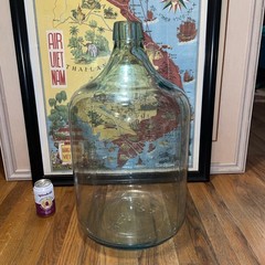 VTG HUGE 1936 Carboy 12 Gal. Bottle Jug DemiJohn 26” Aqua Hand Blown Glass RARE!