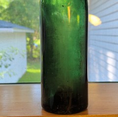 Antique 1910s Teal Green Menthe Wine Champagne Bottle Made In Italy ABM Large