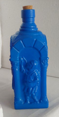 Rare Vintner Bottles / Wine Making Scenes in High Relief 8 3/4&Prime; Flashed Glass