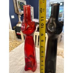 Moselland Zeller Schwarze Katz Cat Wine Bottles Red Black 2008 Pair 13 Inch