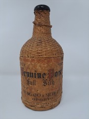 Vintage Portugal Wine Bottle Wicker Wrapped Empty Glass Bottle BIN27