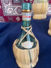 3ea Assorted CHIANTI EMPTY ITALY WINE BOTTLES VINTAGE Raffia Wrapped A0105