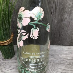Vintage 1979 Rose&rsquo; 750ml Perrier Jouet Champagne Empty Bottle Hand Painted