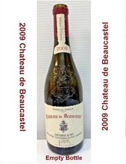2009 Chateau de Beaucastel Wine Empty Bottle Embossed Crest 750 ml