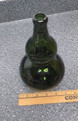 Vintage Green Glass Bubble Bottle Style Marked 348 G on Bottom