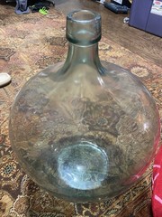 Huge Vtg Demijohn Jug Green Glass Italian Wine Bottle Mid Century MCM Carboy 20”