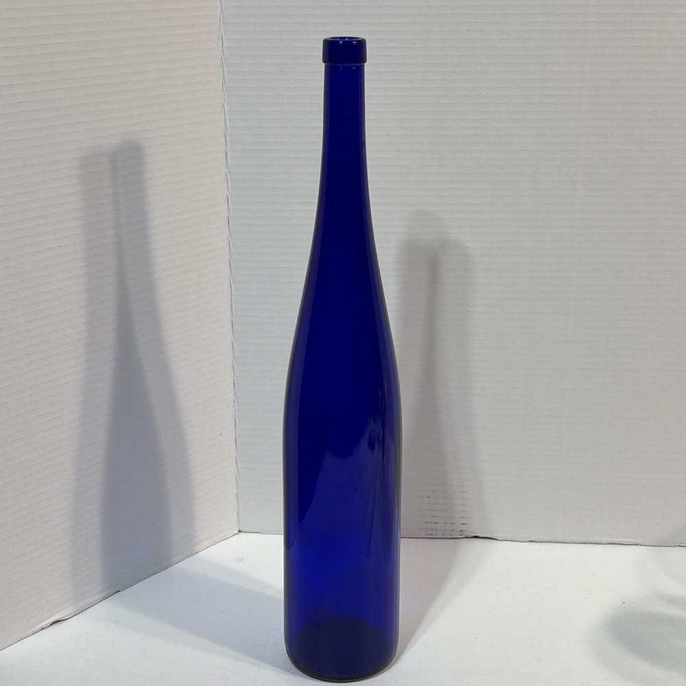 19&Prime; Tall Cobalt Blue Glass Bottle 1.5L Long Neck Wine Liquor Bottle EUC Unique