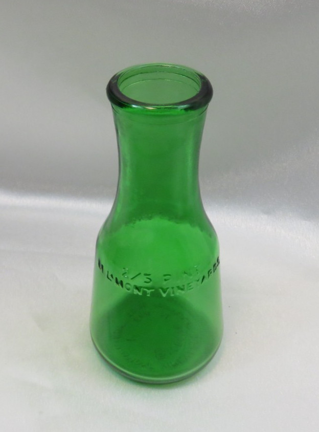 Vintage 1970s M. Lamont Vineyards Green Glass Wine Bottle 2/5 Pint