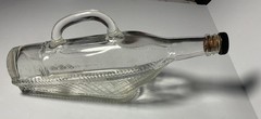 1966 London Winery Ltd Boat in Glass Wicker Basket Wine Bottle, With Handle