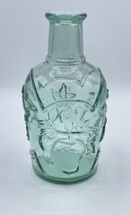 Vintage pressed green glass wine bottle, Embossed seal, Unique Shape, Canada