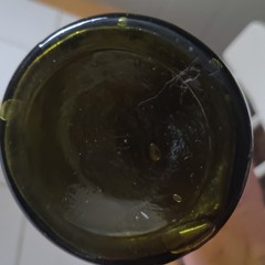 Green Glass Wine Bottle with Applied Lip, No Label / Unlabeled