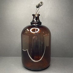 Antique 1930s Brown Glass Wine Jug Jar 1 gal One Gallon With Carrying Handle