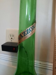 Very Old Huge GREEN MAZZONI WINE BOTTLE ITALIAN GLASS 44 INCHES TALL EUC