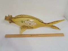 Vintage Italian Handblown Amber Crackle Glass Orvieto Wine Fish Decanter – EMPTY