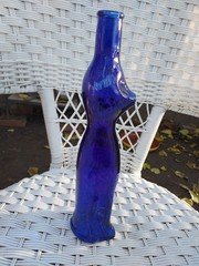 Mosseland Cobalt Blue Figural Glass Cat Shaped Wine Bottle 13&Prime;