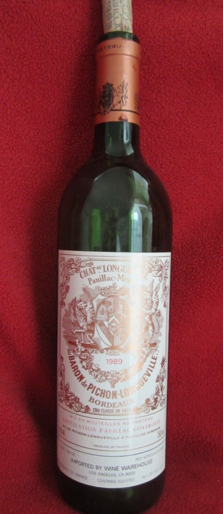 1989 Chateau Longueville (Baron de Pichon-Longueville) Empty Wine Bottle & Cork
