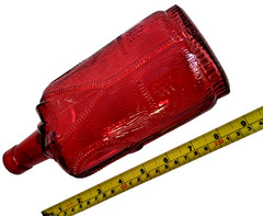 Vintage Ruby Red Liquor Or Wine Bottle/ Decanter Shaped As A Tuxedo.