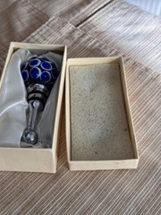 Vintage Silver Plated Cobalt Glass Bottle Wine Cap Lid Collectible Made in Italy
