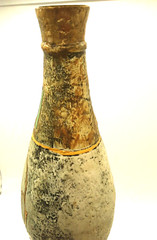 Vintage Italian Clay Ceramic Wine Bottle Titulus 24k Accents Italy No Cork