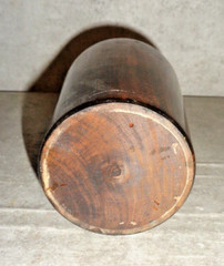 VINTAGE DARK BROWN WOODEN WINE BOTTLE 9&Prime; TALL **