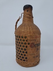 Vintage Portugal Wine Bottle Wicker Wrapped Empty Glass Bottle BIN27
