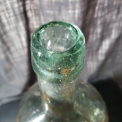 Antique Large Aqua Glass Wine Demijohn Bottle 15&Prime;x6&Prime;Big! Bubbles and Wavy Glass!
