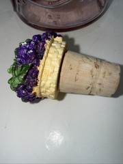 Set Of 3 Glass Embossed Grape Motif WINE Bottles With Basket Corks 7.75” To 9.5”