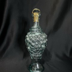 Vintage Pinord Mid-Century Grape Cluster Glass Decanter Bottle Sturdy W/ Handle