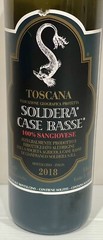 SOLDERA CASE BASSE 100% SANGIOVESE 2018 EMPTY RED WINE BOTTLE MONTALCINO ITALY