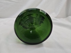 Vintage Emerald Green Glass Empty Wine Bottle 12” Tall Great Condition Hourglass
