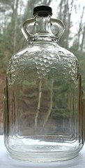 Antique Glass Wine Jug Grape Embossed One Gallon Art Deco Ball Glass Maker w Cap