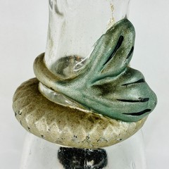Vintage Viarengo SA Torino Glass Wine Bottle Italy Snake Serpent Dragon Koi Fish