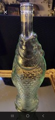 Vintage ANTINORI 70’s BIANCO ITALY Green FISH Glass Shaped Wine Bottle EMPTY 13”