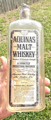 XXX RARE ANTIQUE AQUINAS MALT WHISKEY PAPER LABEL LABEL EMPTY BOTTLE !