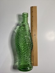Vintage Green Glass Fish Decanter Bottle – Empty Novelty Wine Bottle 10&Prime;
