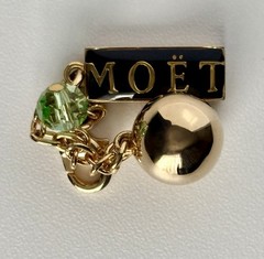 Moët Chandon Imperial Golden Sphere Charm Glass Marker With A Green Crystal Bead