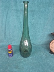 Vintage Green Glass Guildcraft Italy Embossed Honeycomb Bottle