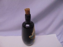 1962 Concellos red wine black glass bottle #487 RL 9.5&Prime; tall JT Pinto Label