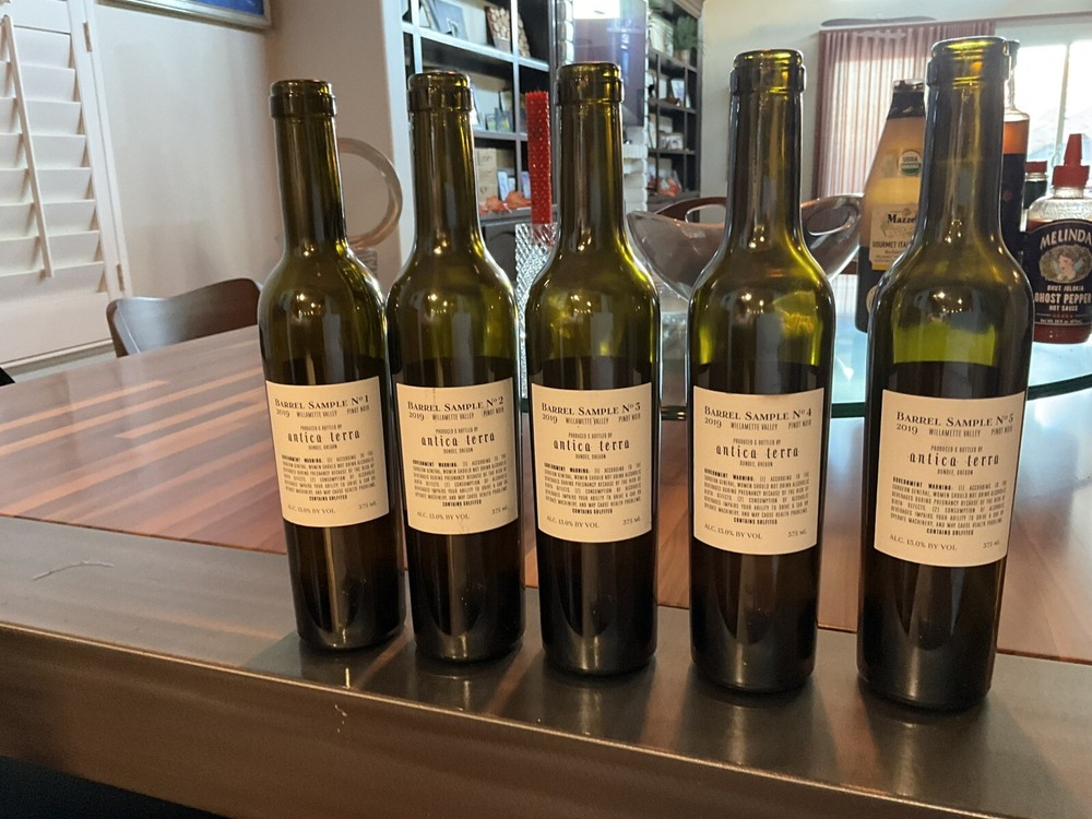 Antica Terra Pinot Noir Barrel Sample 5 2021 Tasting 2019 Vintage EMPTY 375mL