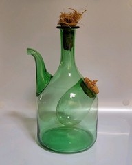 Vintage Italian Blown Green Glass Demijohn Wine DECANTER Ice Jug Chamber