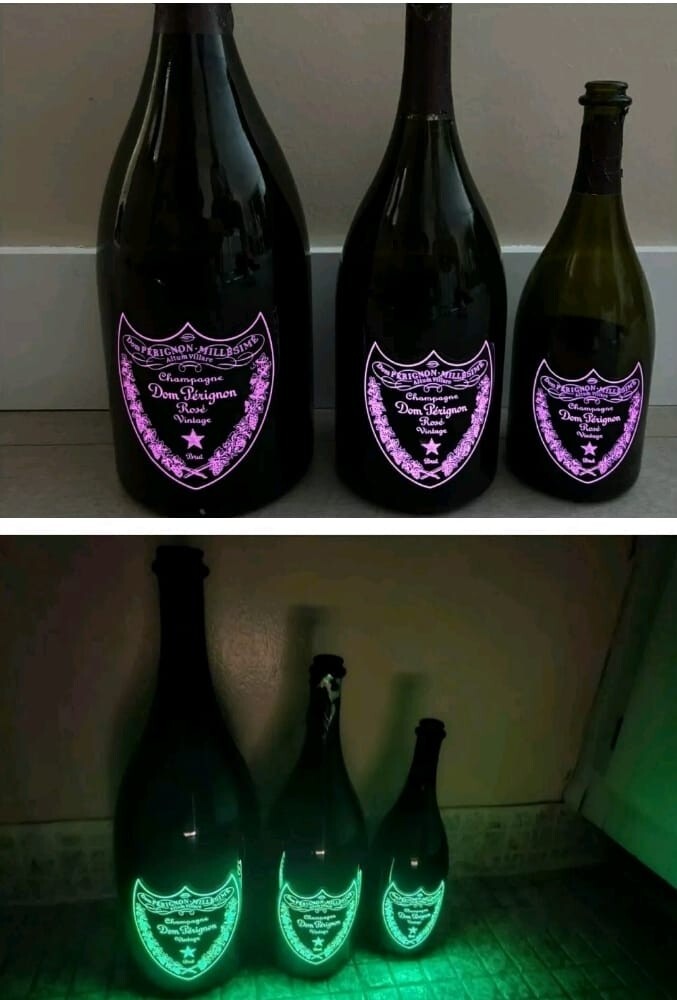 6 Dom Perignon Empty Bottle , 3 Different Size , 750 ML, 1.5 Lt , 3lt