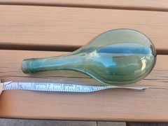 Hand Blown Green Glass Antique Tall Round Bottom Wine Liquor Bottle