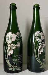 1985 VINTAGE HAND-PAINTED PERRIER-JOUET CHAMPAGNE BOTTLES-A PAIR
