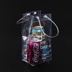 Ice Wine Bag Portable Collapsible Clear Wine Pouch Cooler with Handle for Party,