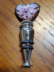 Vintage Blown Glass Heart Wine Bottle Stopper