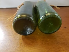 Lot of 2 Vintage Dark & Light Green Glass 10 3/4&Prime; & 11 1/4&Prime; Empty Wine Bottles