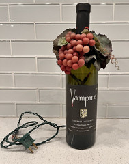 Vampire Wine Bottle with Red Tipped lights Grapes Leaves – UNIQUE & COOL!